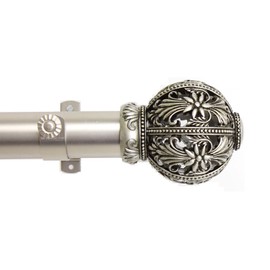 A&F Rod Decor - Embroidery Curtain Rod Set 28-48 inch, 1.5" OD - Satin Nickel