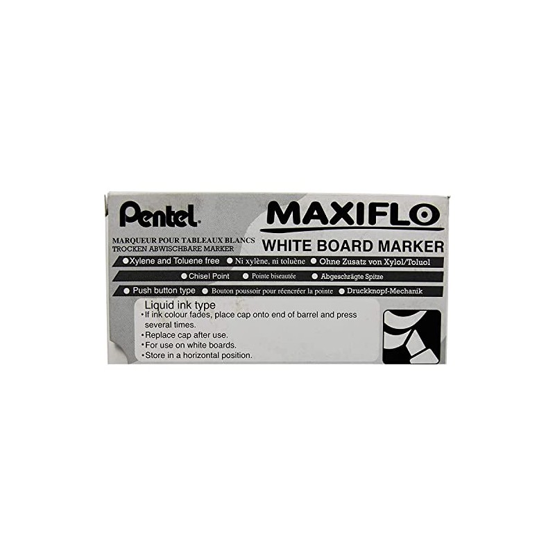 Pentel Maxiflo MWL6 Whiteboard Marker - Black - Wide Tip