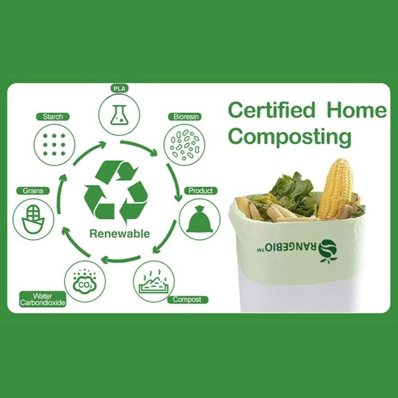 OrangeBio 3 Gallon Compostable Trash Bags, 100 Count, Food Grade,
