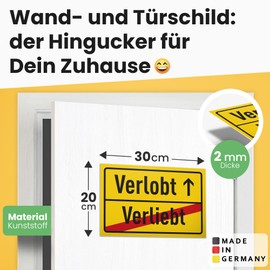 DankeDir! Verlobt Verliebt - 30 x 20 cm Plastic Sign - Funny Decoration for Engagement Party - Gift for Engagement Couple - Decoration Accessories Engagement Couple Gift Idea