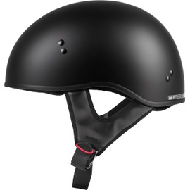 GMAX HH-45 Motorcycle Street Half Helmet (Matte Black, Large)