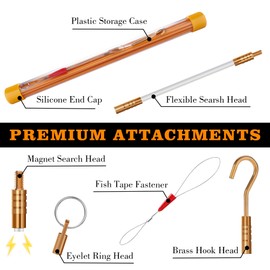 KOOTANS 22FT Fiberglass Wire Running Kit, Wire Fishing Tools, Electrical Wire Puller Through Wall Cable Snake Rods Fish Tape Set with Different Accessories