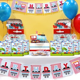 Brattol 16 Pcs Chugga Chugga Two Two Birthday Party Bags Train Theme Design - Ideal Train Birthday Decorations & Party Supplies for Two Years Old Baby’s Celebrations, Precious Mothers