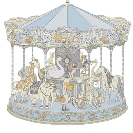 HGHG New Carousel Swaddles Soft Baby Muslin Swaddle Blanket (Carousel Blue)