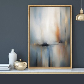 MUDECOR Framed Canvas Print Wall Art Ethereal Blue and Gold Abstract Contemporary Watercolor Illustrations Modern Art Decorative Bohemian Colorful for Living Room, Bedroom, Office - 24"x36" NATURAL