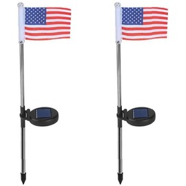 Epicgadget Solar Lights Outdoor, Outdoor Led Pathway Landscape Solar Lights Solar Powered Garden Lights American Flag Shaped Decor Stake Lights for Yard Patio Walkway Pathway (2 Pieces)