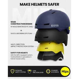 OutdoorMaster MIPS Ski Helmet and Ski Goggles Pro Set - Adjustable Snowboard Helmet and Snow Goggles Set - Snow Sports Helmets for Men, Women and Juniors