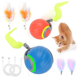 GoldSuccess Speedy Tail 2.0 Cat Toy Turbo Interactive Cat Toy Ball 3.0 (Orange+Blue)