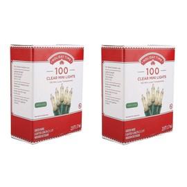 Holiday Time Mini Light Set, Clear Lights on Green Wire, Two Sets of 100 Count and Lighted Length of 21.5 feet (6.5 m) - Total of 200 Lights and 43 Feet (13 m) Lighted Length