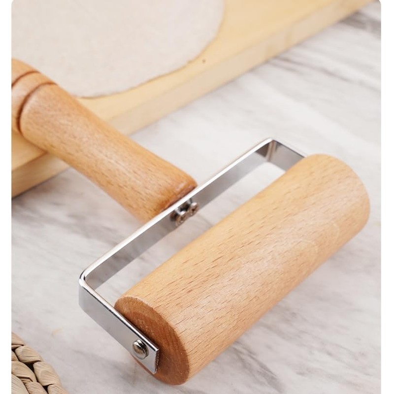 Stainless Steel & Beechwood Rolling Pin with Adjustable Thickness -