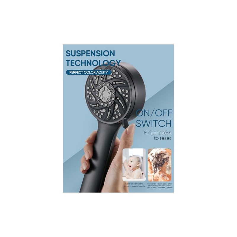 Cobbe High Pressure 3-Way Shower Head Combo, Hand Held Shower
