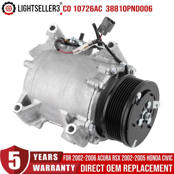 Unbranded CO 10726AC A/C Compressor For 02-05 Civic 06-02 for