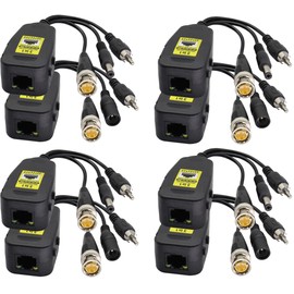 AAOTOKK Passive Video/Audio Supply RJ45 to BNC Network Transceiver HD-CVI/TVI/AHD/CVBS,for 720 1080P 3MP 4MP 5MP 8MP full HD CCTV Security DVR Monitoring Camera System(19cm/4-Pairs)