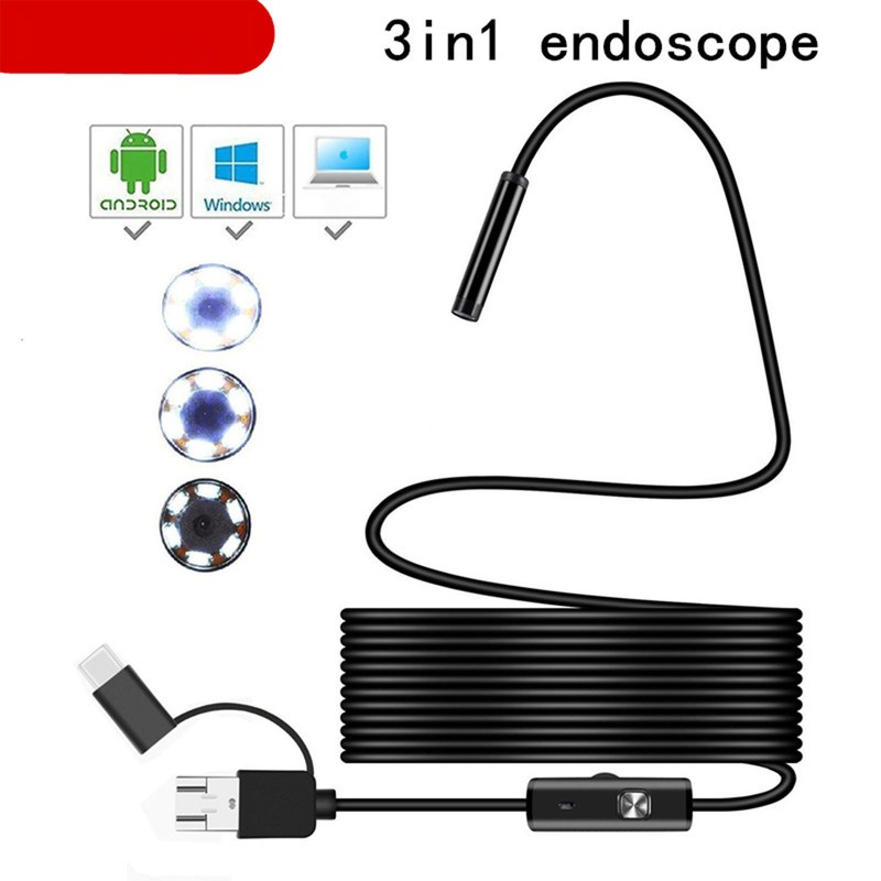 USB Industrial Endoscope Snake 5m Cable High Definition Metal Inspection