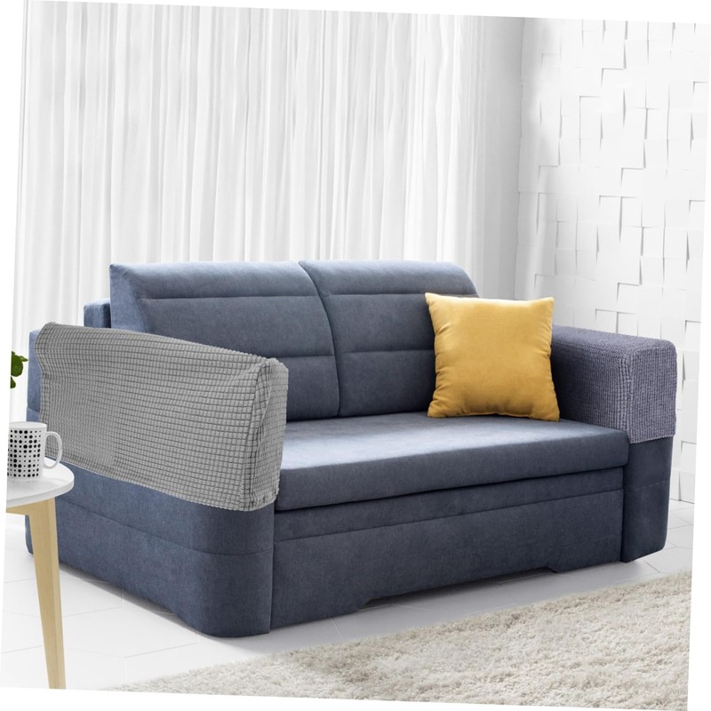 MAGICLULU 2Pcs Elastic Sofa Armrest Covers Light Grey Protective Towels