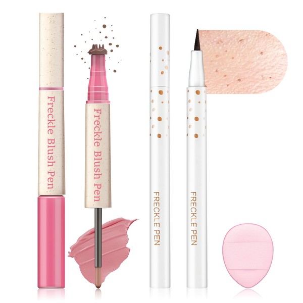 QIUFSSE Faux Freckle Stamp Blush Pen,2 in 1 Light Brown