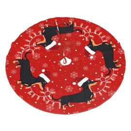 Funny Dachshund Weiner Dog Christmas Tree Skirt Gorgeous for Xmas Party Ornaments Holiday Decoration Accessory 36"