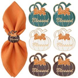 Thanksgiving Pumpkin Gold Napkin Rings Set of 6, Thanksgiving Table Decor