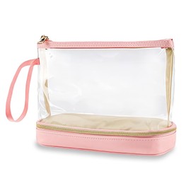 Aucuu Travel Makeup Bag, Transparent Cosmetic Bag, Waterproof Toiletry Bags, TSA Approved Toiletry Bags, Make Up Organizer for Toiletries Accessories, Brushes, for Women Girls