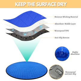 TiereCare Dog Playpen Mat Pee Pad for Puppy Cat Round Shape Non-Slip Washable Whelping Pads Leakproof Potty Training Pads Reusable Absorption Pet Cage Liner