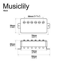 Musiclily Pro LP-CBLA Alnico 5 Covered Humbucker Neck Pickup 7.8K for LP Style Electric Guitar, Black