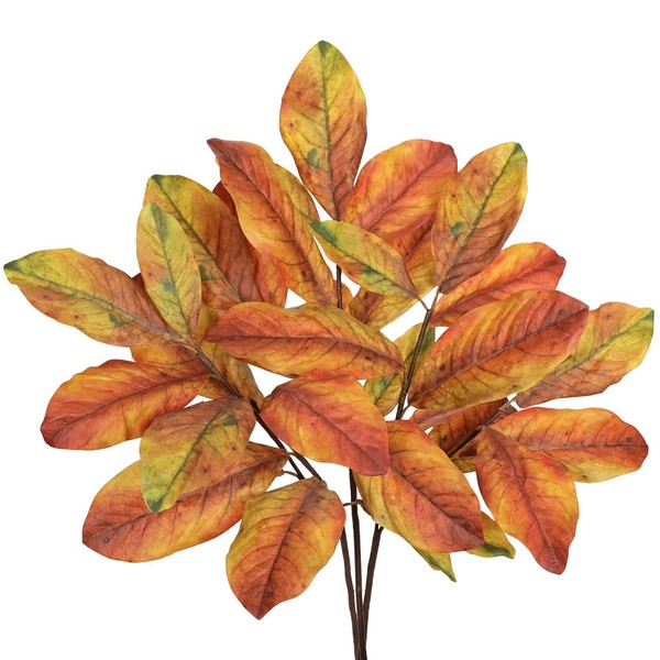 Artificial Magnolia Fall Leaves Stem Fake Autumn Foliage Branches Leaf
