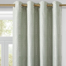 Mint Green and Silvery 100% Blackout Jacquard Geometric Pattern Curtains,52 Inch Wide 108 Inch Length 2 Panels, Thermal Insulated Noise Reducing Anti-Rust Grommet Drapes for Bedroom Living Room