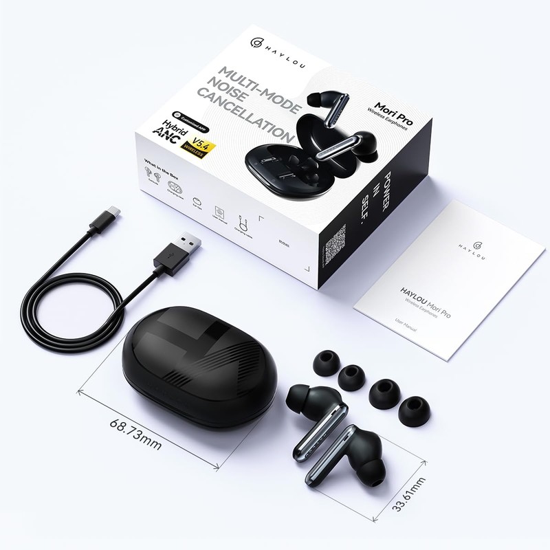 HAYLOU Mori Pro ANC Auriculares In-Ear Inalámbricos, Cancelación Activa de