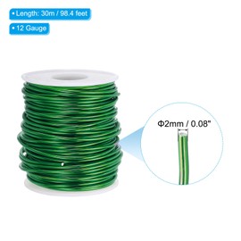 PATIKIL 100 Feet Aluminum Craft Wire, 2.0mm/12 Gauge Anodized Bendable Sculpting Aluminum Wire for Crafts Floral Wreath Jewelry Making, Green