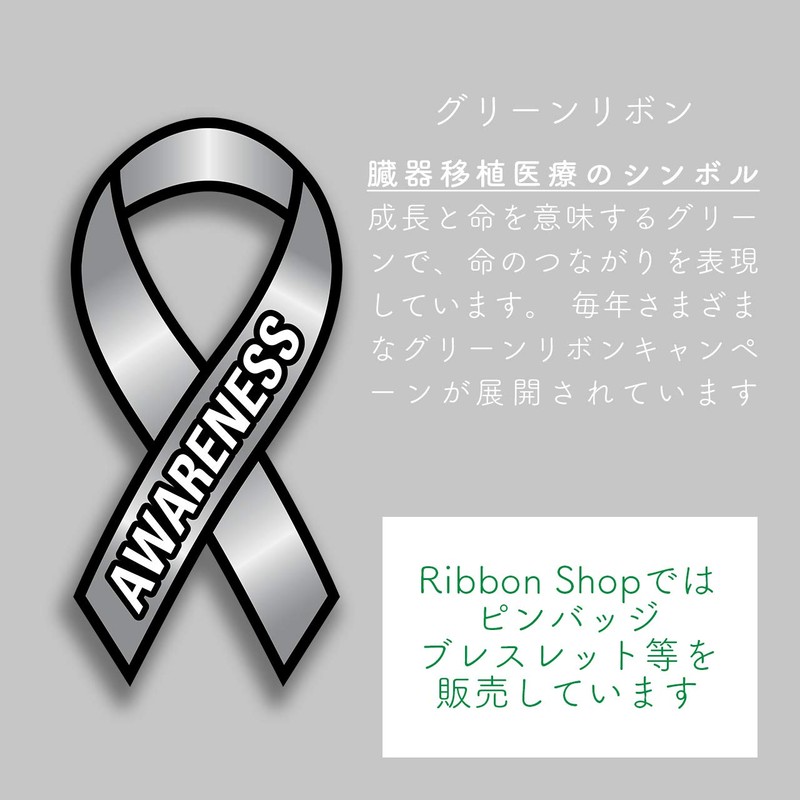 Awareness Ribbon Pin, Flat Ribbon, Badge, シルバー：心に起因する障がい