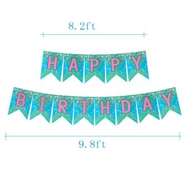 Under The Sea Happy Birthday Banner Baby Girl Boy Birthday Party Decoration
