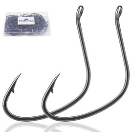 Kahle Hooks for Surf Fishing, FishTrip 50pcs Pompano Rig Hook Wide Gap Circle Hooks 7 Sizes