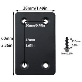 Bxian 12PCS 2.36x1.49 inch Black Stainless Steel Metal Straight Bracket Patch Plate Fixing Angle Brackets for Furniture Timber Shelves Cabinet Fixing Plate