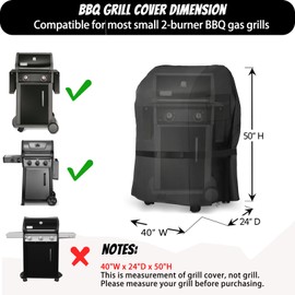 Grill Cover BBQ Covers for Outside 40 Inch Expert Grill Cover 420D Flat Top Gas Grill Cover Tear Proof, Waterproof, UV BBQ Cover with Handles, Adjustable Straps, Air Vents