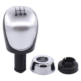 HouYeen Black Leather Aluminium 5-Speed Manual Transmission Gear Lever Knob Gear Shift Knob for Ford Fiesta Focus Mondeo Connect