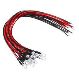 PATIKIL 5mm LED Diode Light, 12 Pcs 3V DC Pre Wired Mini LED Lights Bulb Light-Emitting Lamp for RC DIY Indicator Lighting, Red Light