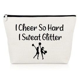 Cheerleader Gift for Teen Girls Makeup Bag Cheerleading Gift for Women Cheer Friend Cheer Mom Coach Cheer Team Gift Cosmetic Bag Birthday Gift Ideas Inspirational Thank You Gift Travel Cosmetic Pouch