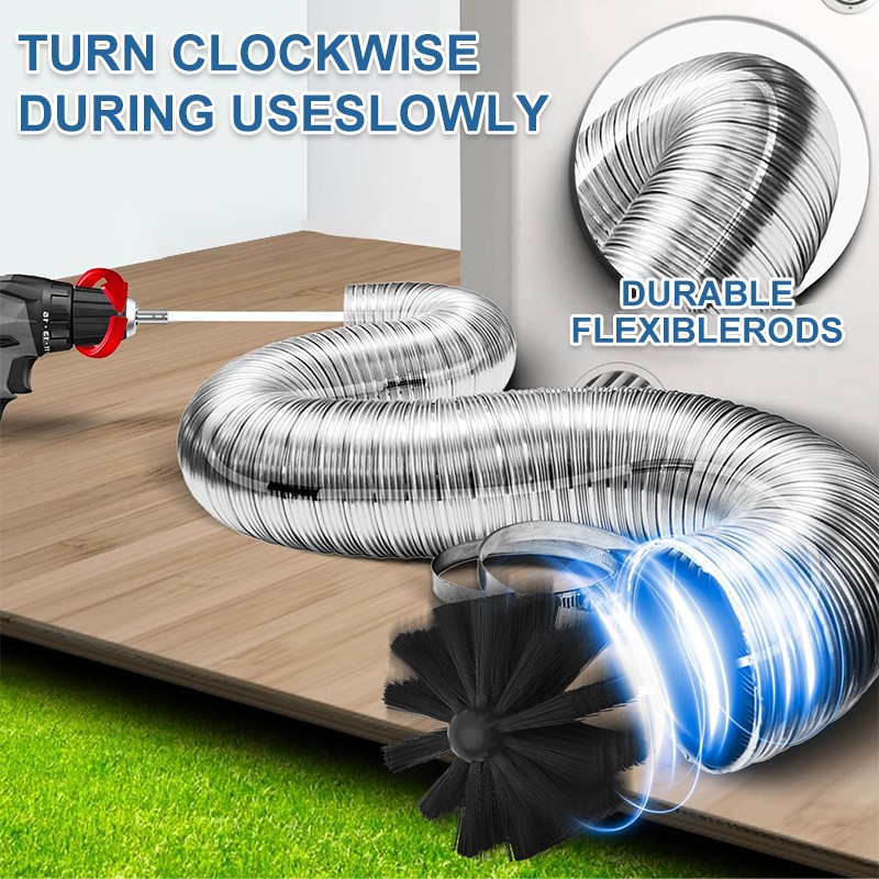 8-Foot Dryer Vent Cleaning Brush Kit with 6 Quick-Snap Extension