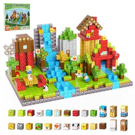 Fitrobust 200PCS Magnetic Building Blocks Set, Magnetic Tiles Kids Build Cubes STEM Game Toys, Build Forest World Set, Christmas Birthday Gifts for Boys & Girls Age 3 4 5 6 7 8 9 10, 0.8 in Size