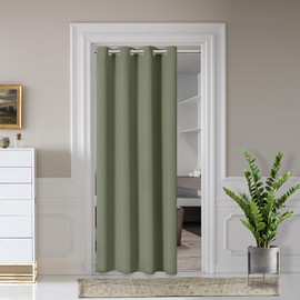 AOSKY Door Curtains for Doorway Privacy, Olive Green Grommet Closet Curtains for Bedroom, Door Window Curtain, Light Blocking Thermal Insulation Drapes for Living Room Set of 1 Panels, 52" W x 80" L