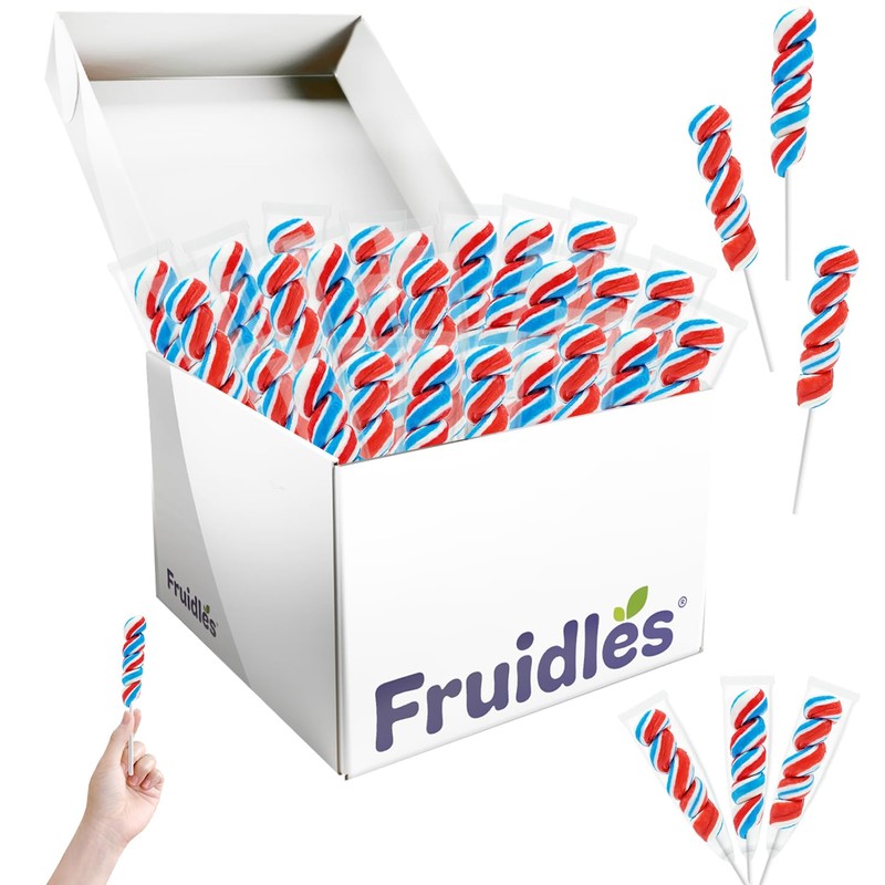 Fruidles Patriotic Twist Lollipop, USA Red, Blue, & White Mixed