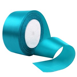 25 Yard Peacock Blue Satin Ribbon Roll, 1-1/2 Inch Fabric Ribbon for Craft Bows Rose Bouquet, Holiday Gift Wrapping, Party Decoration