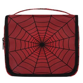 Eizlang Hanging Toiletry Bag for Kids Girls Boys Travel Waterproof Cosmetic Organizer Portable Over Night Makeup Bag for Bathroom Accessories Red Web