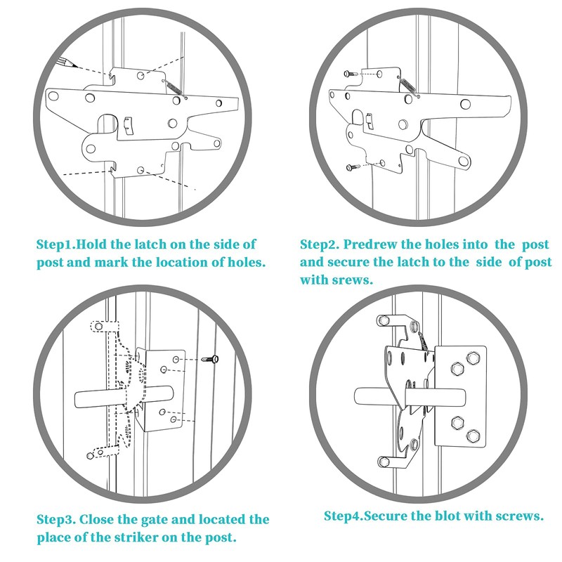 Bordersmover Heavy Duty Gate Latch, Post Mount Automatic Self-Closing Door