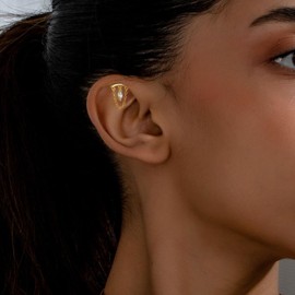 Helix Dangle Earrings for Women Gold Flat Back Earring Hidden Helix Piercing Hypoallergenic Cartilage Stud Earring Minimalist Jewelry for Women, Large, Metal, No Gemstone