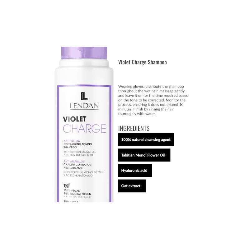 Lendan Violet Charge Anti-Yellow Neutralizing Toning Shampoo with Violet Pigments,