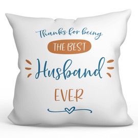 MUGFFINS HUSBAND Cushion- in English - THANKS BEST FAMILY - Funny gift - Pillow: cover and filling 15.7x15.7 inches