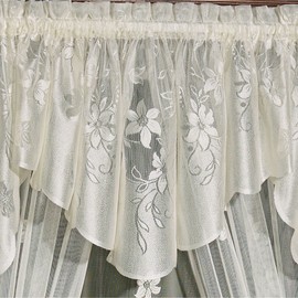 Touch of Class Vining Floral Marisol Semi Sheer Ombre Window Valance Ascot White Polyester 55 x 20 Inches