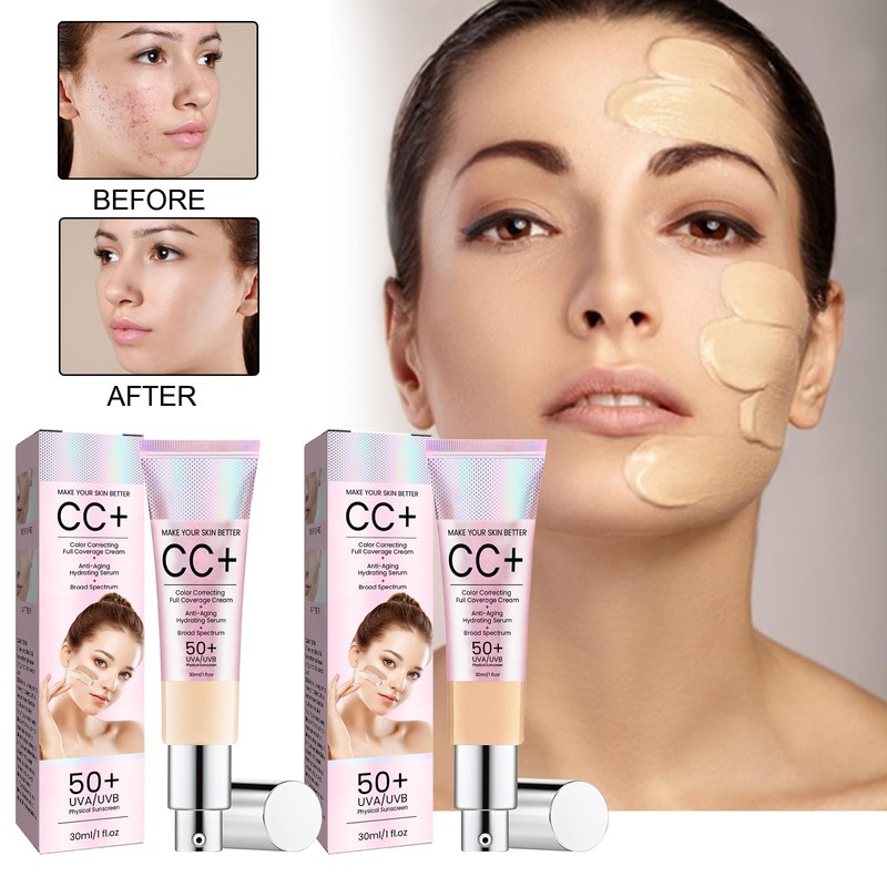 CC Cream,CC+ Cream Natural Concealer, Anti-Aging Color Correcting Full Coverage