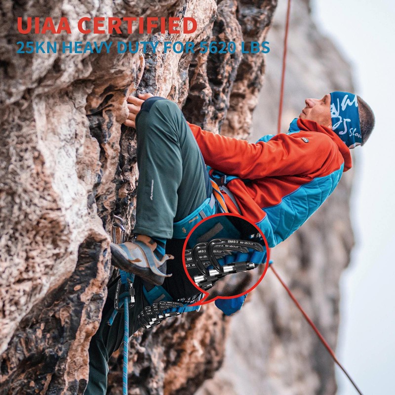 BEIFENG Auto Locking Carabiner 25KN Professional Rock Climbing Carabiner Obtained